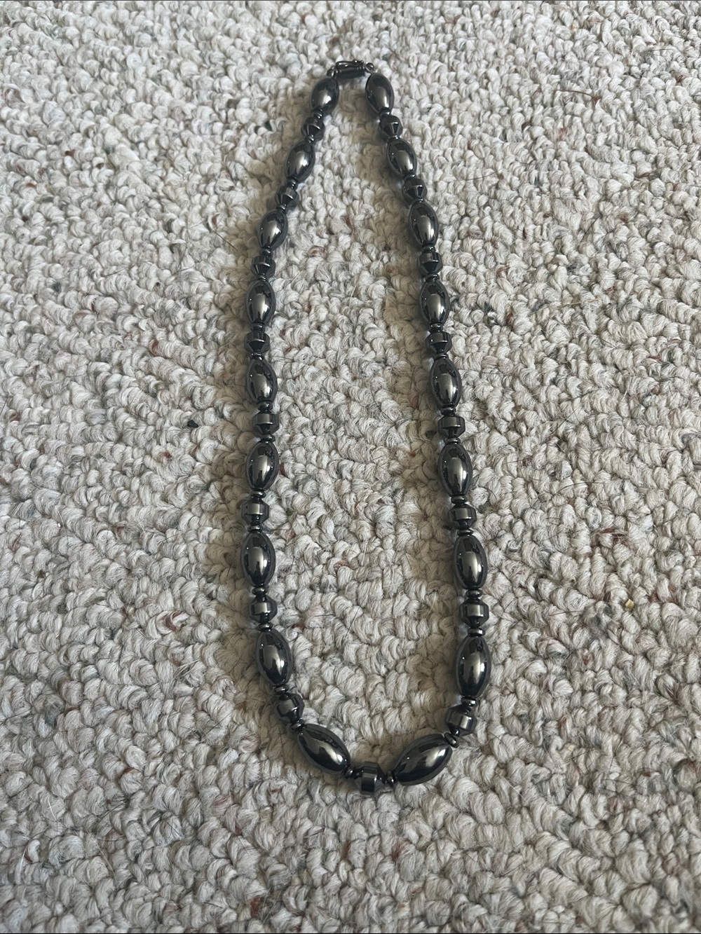 Hand Crafted Hematite-Colored Beaded Necklace